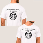 Handyman Business Work Shirten Dubbelzijdig T-shirt<br><div class="desc">Handyman zakelijk logo en promotionele T-shirts met logo sjabloon en tekst sjabloon die u online kunt aanpassen door de sjablonen te vervangen door uw eigen zakelijke logo, foto en tekst of door ons logo op onze shirten te gebruiken. Ontworpen voor- en achterzijde van de shirten om merkreclame of promotie voor...</div>