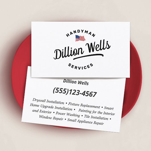 Handyman Carpenter Amerikaanse vlag Visitekaartje