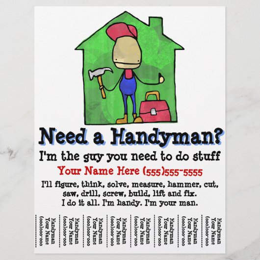 Handyman. Carpenter. Bouwer. Marketing flyer (Voorkant)