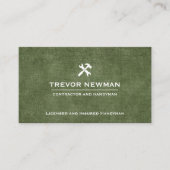 Handyman Carpenter Construction Grunge Olijfgroen Visitekaartje (Voorkant)