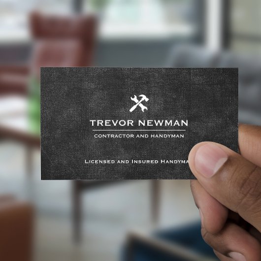 Handyman Carpenter Construction Grunge Zwart Visitekaartje