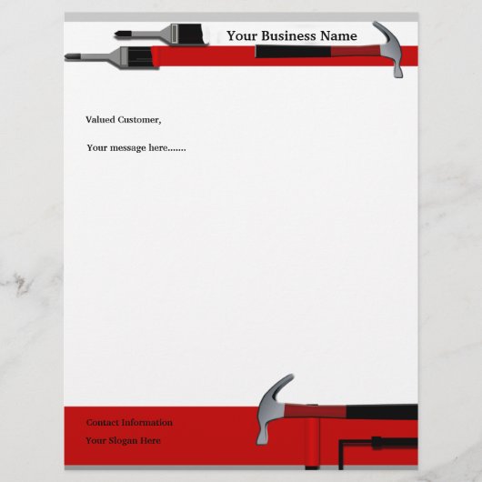 Handyman Carpenter Painter Letterhead Stationery (Voorkant)