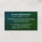 Handyman Carpenter Services Eenvoudig groen stof Visitekaartje (Achterkant)