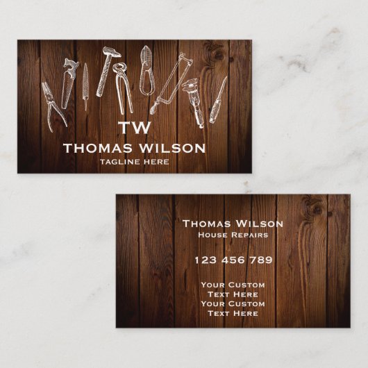  handyman Carpenter Tools Busi Visitekaartje (Voorkant / Achterkant)