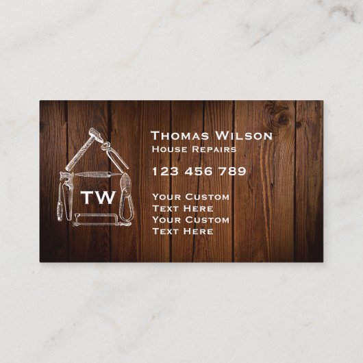 handyman Carpenter Tools Busi Visitekaartje (Achterkant)