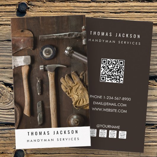 Handyman Carpenter Tools Foto QR-code Visitekaartje