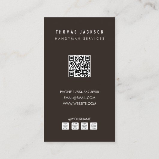 Handyman Carpenter Tools Foto QR-code Visitekaartje (Achterkant)
