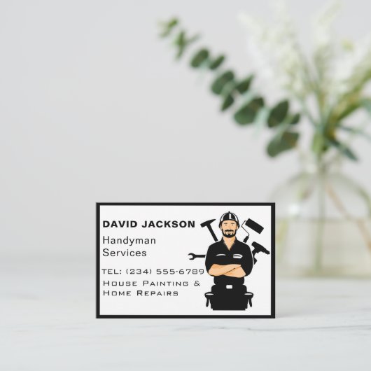 Handyman / Carpenter Tools Home Improving Wood Visitekaartje (Staand voorkant)
