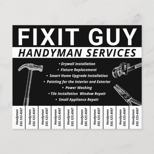 Handyman Carpentry Scheur uit telefoonnummer Flyer (Voorkant)