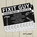 Handyman Carpentry Scheur uit telefoonnummer Flyer<br><div class="desc">Zwart-wit Handyman Carpentry Tear Off Telefoonnummer adverteren flyer</div>