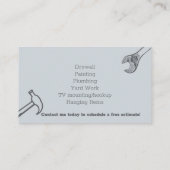 Handyman constructie gereedschappen zilver visitekaartje (Achterkant)