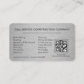 Handyman Constructie QR Code Zilver Metaalglans Visitekaartje (Achterkant)