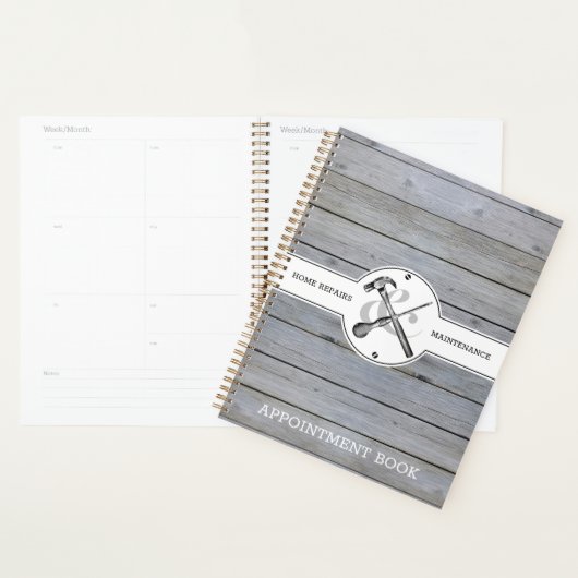 Handyman Construction Business Rustic Grey Wood Planner (Display)