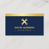 Handyman Construction Logo Navy en Gold Visitekaartje (Voorkant)