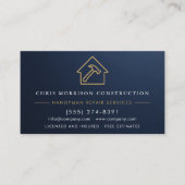 Handyman Construction Metallic Gold Navy Blue Visitekaartje (Voorkant)