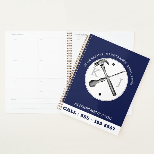 Handyman Construction Navy Blue Custom Appointment Planner (Display)