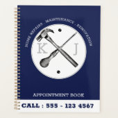 Handyman Construction Navy Blue Custom Appointment Planner (Voorkant)
