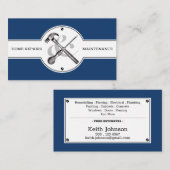 Handyman Construction Navy Blue Custom Modern Visitekaartje (Voorkant / Achterkant)