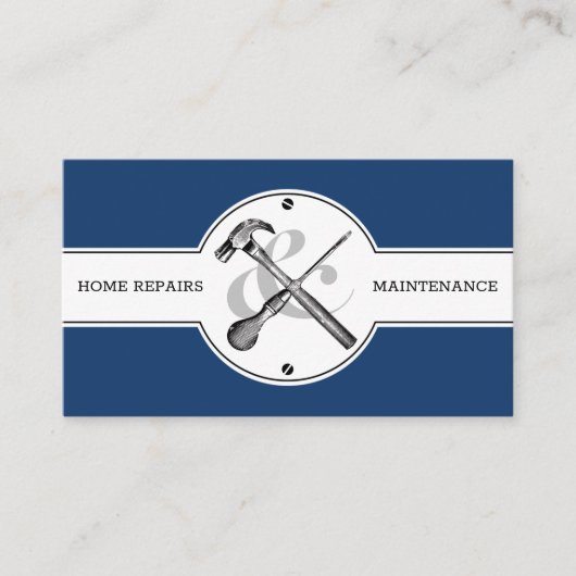 Handyman Construction Navy Blue Custom Modern Visitekaartje (Voorkant)