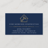 Handyman Construction Navy Blue Gold QR Code Visitekaartje (Voorkant)