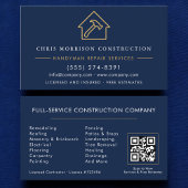 Handyman Construction Navy Blue Gold QR Code Visitekaartje