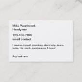 Handyman Construction Remodeling Visitekaartje (Achterkant)