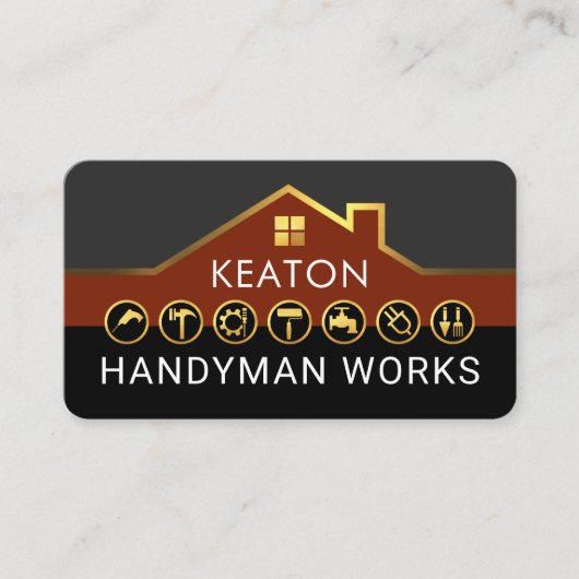 Handyman Construction Service Gold Rooftop Visitekaartje (Voorkant)