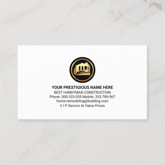 Handyman Construction Tools Lijst Visitekaartje (Achterkant)