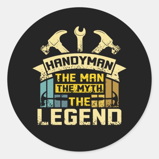 Handyman de Man de mythe de legende Ronde Sticker (Voorkant)