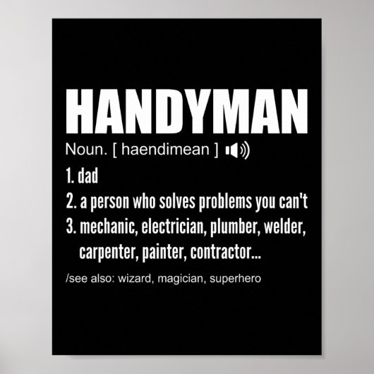 Handyman Definition T - shirts Funny Dad Handyman  Poster (Voorkant)