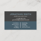 Handyman diensten blauw grijs gereedschap visitekaartje (Achterkant)
