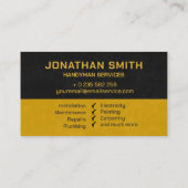 Handyman diensten geel gereedschap grunge visitekaartje (Achterkant)