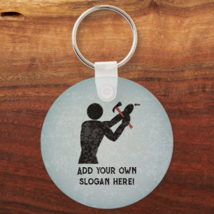 Handyman - DIY Guy met hamer - Voeg eigen naam/tek Sleutelhanger