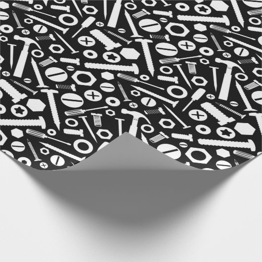 Handyman DIY Mister Fixit Hammer Nuts Bolts Tools Cadeaupapier (Hoek)