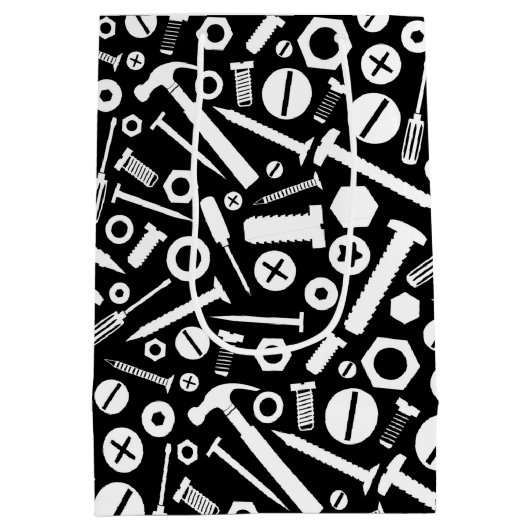 Handyman DIY Mister Fixit Hammer Nuts Bolts Tools Medium Cadeauzakje (Achterkant)