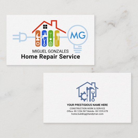 Handyman Electrical Circuit Home Remodeling Visitekaartje (Voorkant / Achterkant)