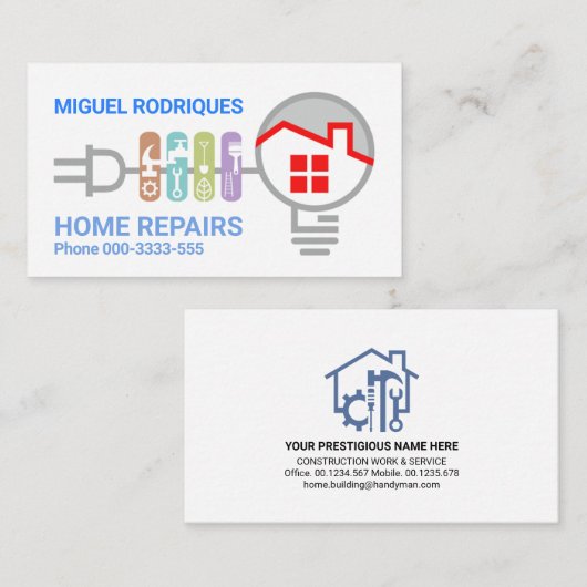Handyman Electrical Circuit Home Repair Visitekaartje (Voorkant / Achterkant)