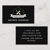 Handyman Elektricien Loodgieter Gereedschap Zwart  Visitekaartje (Voorkant / Achterkant)
