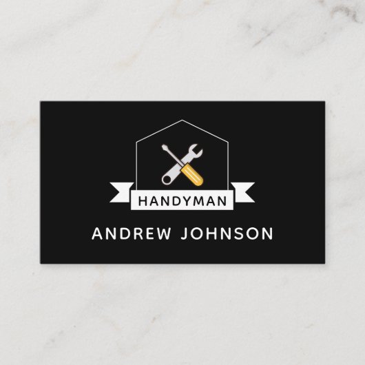 Handyman Elektricien Loodgieter Gereedschap Zwart  Visitekaartje (Voorkant)