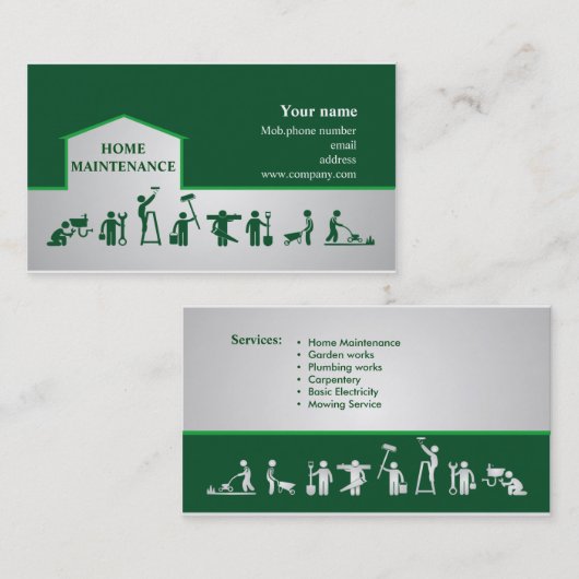 Handyman- en thuisonderhoud visitekaartje (Voorkant / Achterkant)