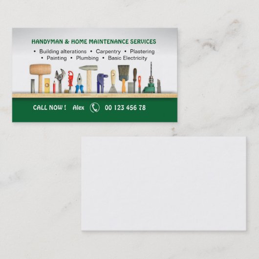 Handyman- en thuisonderhoud visitekaartje (Voorkant / Achterkant)