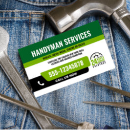 HANDYMAN FIX IT GUY URGENT REPARATIE GROEN ZWART VISITEKAARTJE
