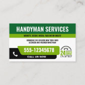 HANDYMAN FIX IT GUY URGENT REPARATIE GROEN ZWART VISITEKAARTJE (Voorkant)