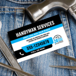 HANDYMAN FIX IT GUY URGENT REPARATIE ZWART Blauw Visitekaartje