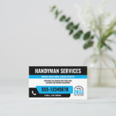 HANDYMAN FIX IT GUY URGENT REPARATIE ZWART Blauw Visitekaartje (Staand voorkant)