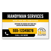 HANDYMAN FIX IT GUY URGENT REPARATIE ZWART GEEL MAGNETISCH VISITEKAARTJE (Voorkant)
