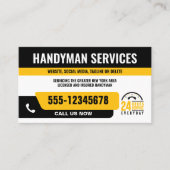 HANDYMAN FIX IT GUY URGENT REPARATIE ZWART GEEL VISITEKAARTJE (Voorkant)