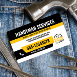 HANDYMAN FIX IT GUY URGENT REPARATIE ZWART GEEL VISITEKAARTJE
