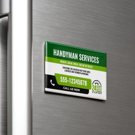 HANDYMAN FIX IT GUY URGENT REPARATIE ZWART GROEN MAGNETISCH VISITEKAARTJE