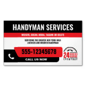 HANDYMAN FIX IT GUY URGENT REPARATIE ZWART ROOD MAGNETISCH VISITEKAARTJE (Voorkant)